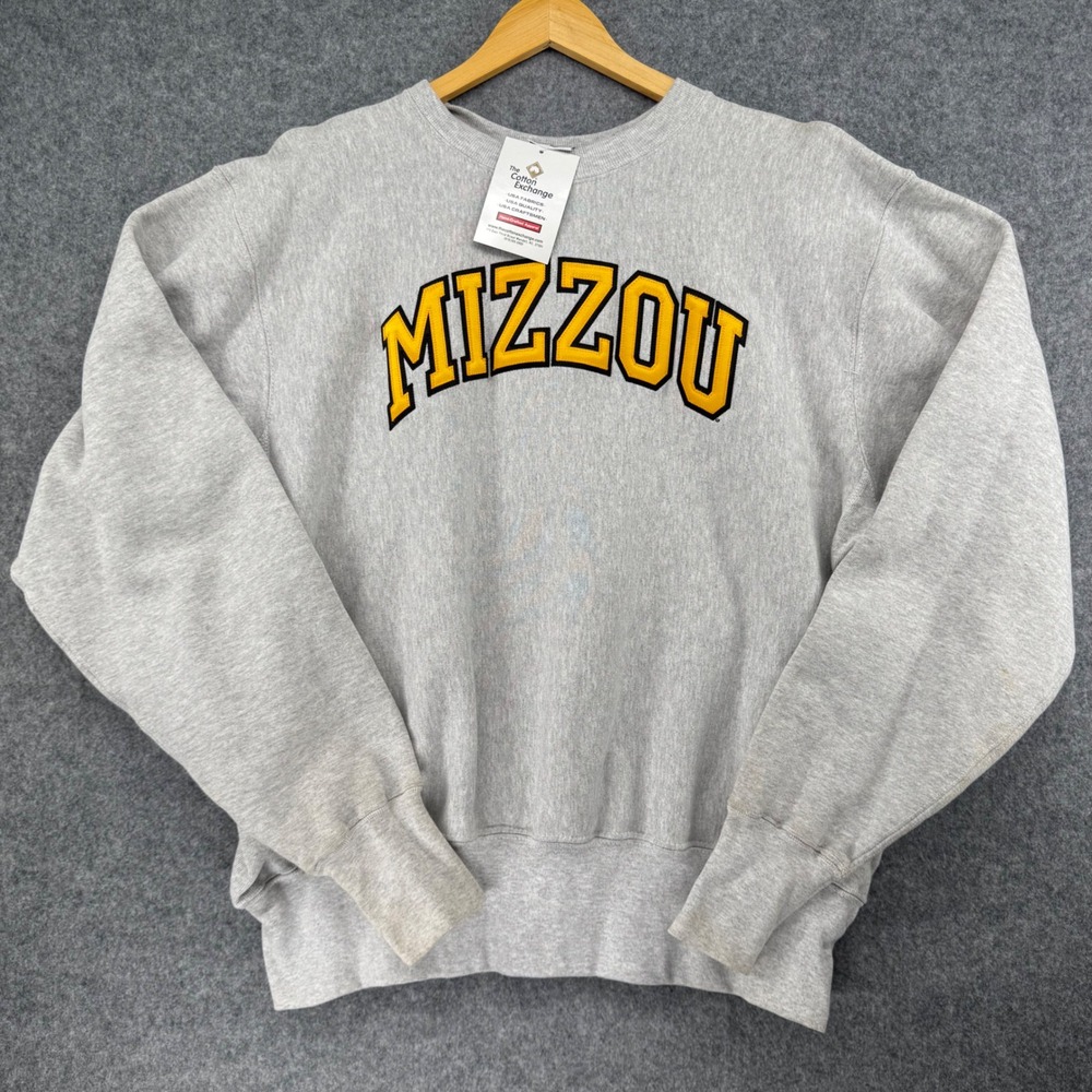 NEW Cotton Exchange Sweatshirt Mens L Gray Mizzou Missouri Tigers Heavyweight